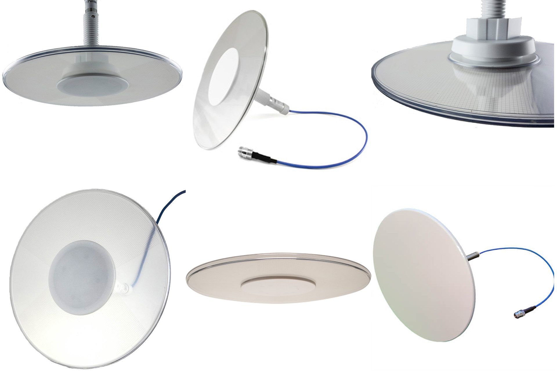 Various types of other antenna are available for some of the systems we deploy.  Above are examples of thinner or mostly transparent, circular antennas that may be deployed.